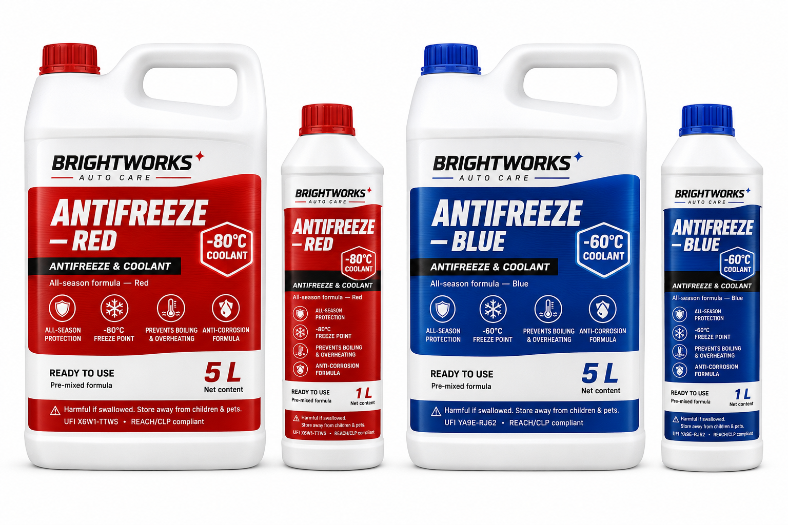 BRIGHTWORKS antifreeze bottles